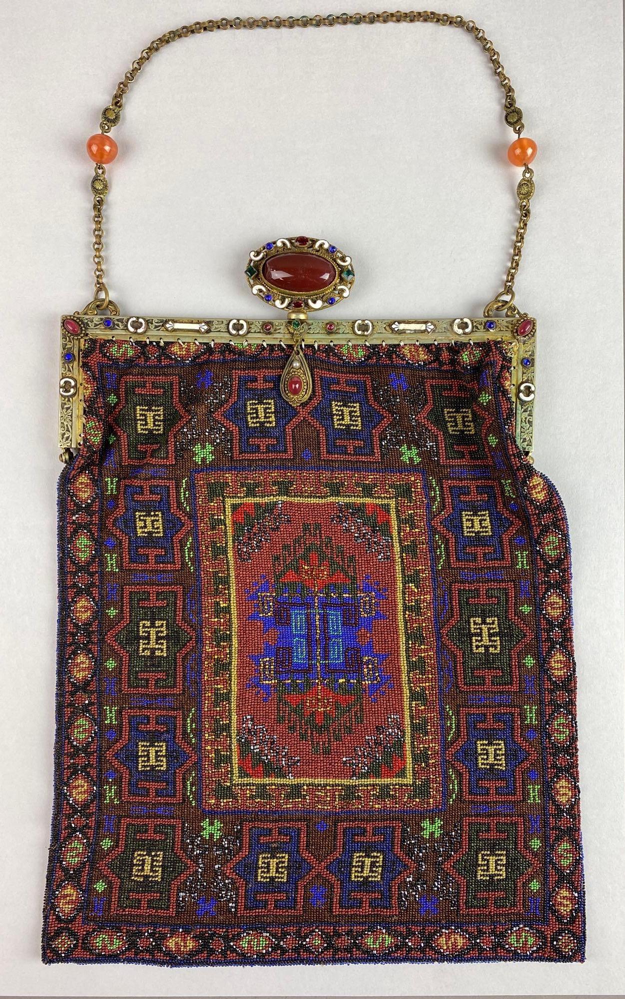 Antique Beaded Clasp Purse with Ornate Design (1 of 5)