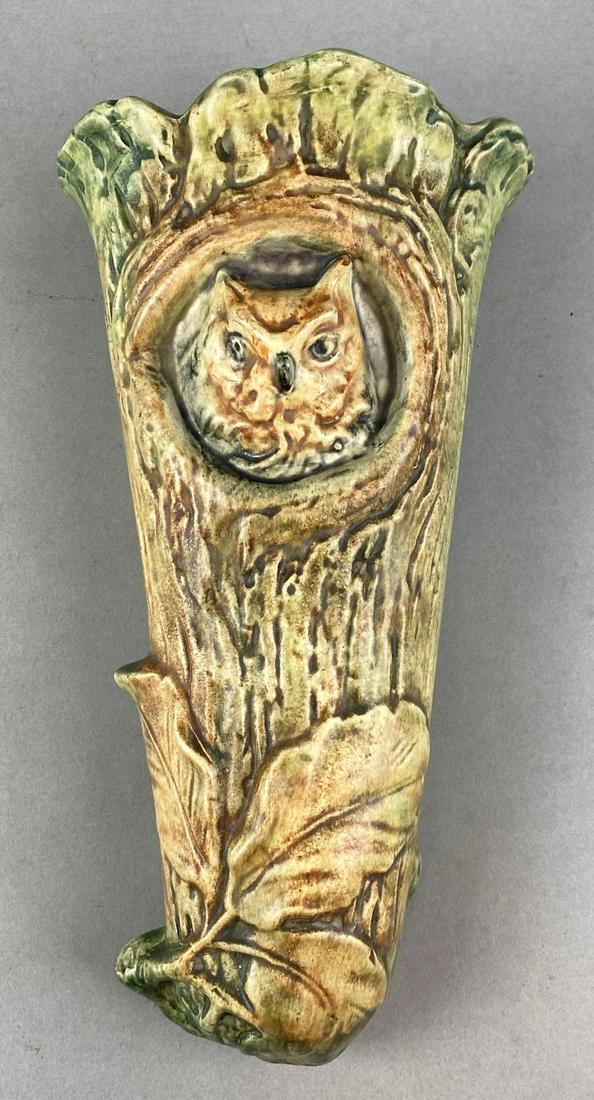 Weller Arts and Crafts Pottery Woodcraft Owl Wall Pocket Planter (1 of 6)