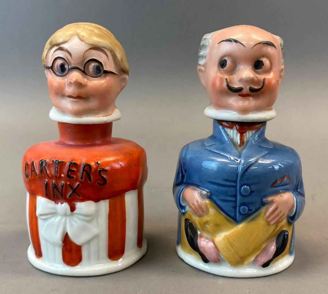 1914 German Ma and Pa Carters Inx Porcelain Inkwell Set (1 of 5)