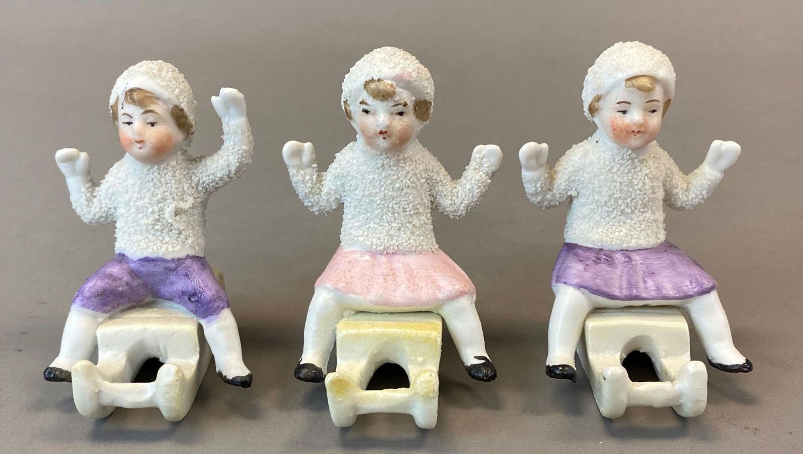 Group Of 5 Antique German Porcelain Miniature Snow Baby