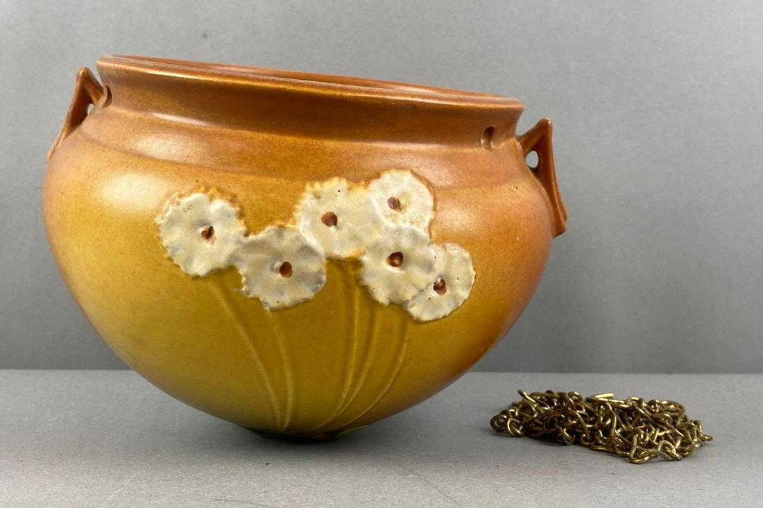 Unmarked Roseville Arts and Crafts Pottery Hanging Planter (1 of 6)