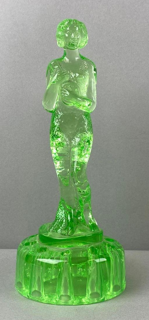 Green Uranium Glass Woman Flower Frog (1 of 6)