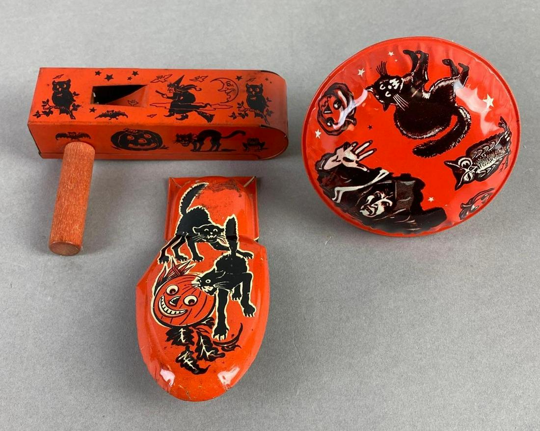 Group of 3 Vintage Halloween Metal Noisemakers (1 of 4)