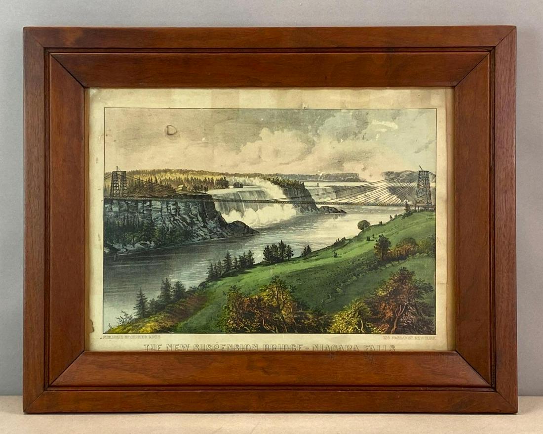 Currier and Ives The New Suspension Bridge Niagara Falls Lithograph Print (1 of 4)
