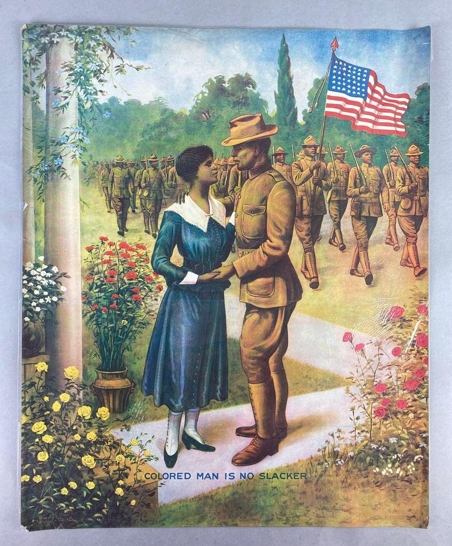 E. G. Renesch Colored Man is No Slacker WW1 Recruitment Lithograph (1 of 5)