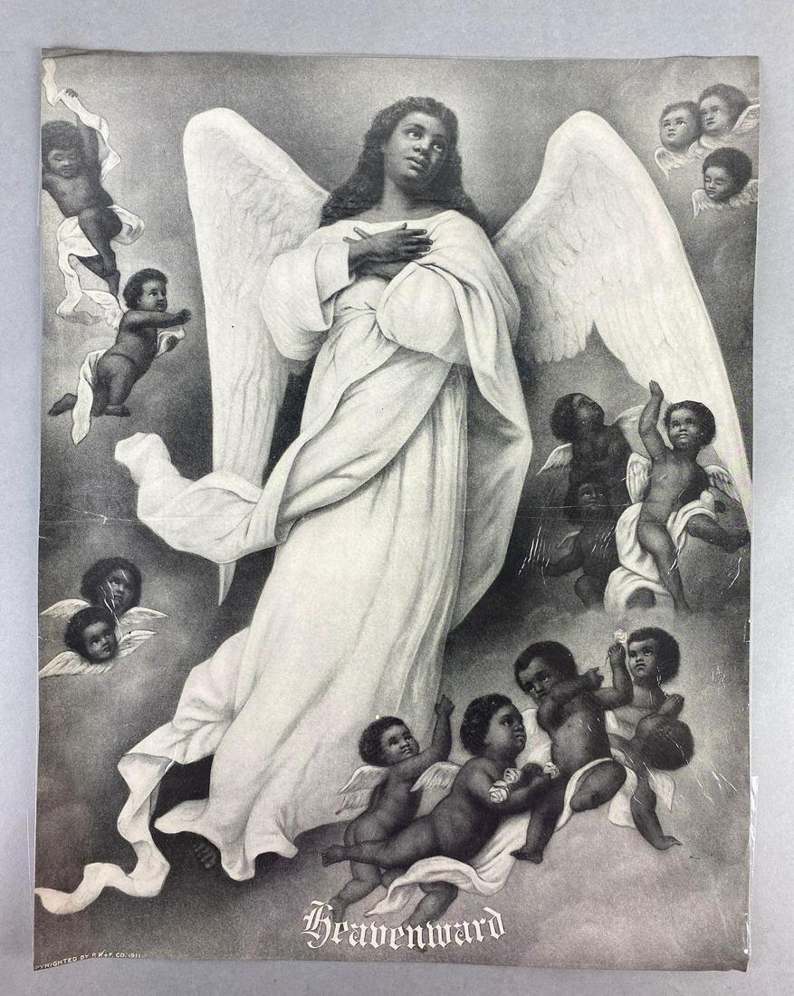Heavenward African American Angel and Cherubs Lithograph (1 of 4)