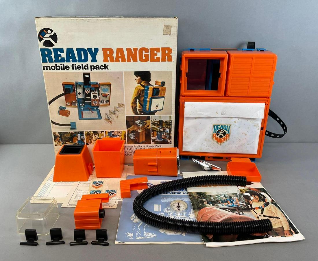Vintage Ready Ranger Mobile Field Pack: Includes original box, instructions, stickers, flashlight, and more. Near complete. Box measures 17 1/2 x 15 x 6 inches