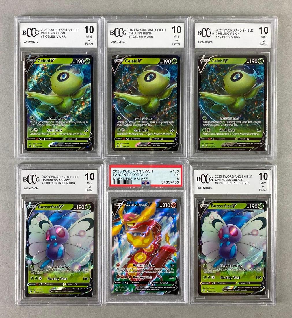 Group of 6 BCCG and PSA Graded 2020-21 Pokemon Cards (1 of 3)