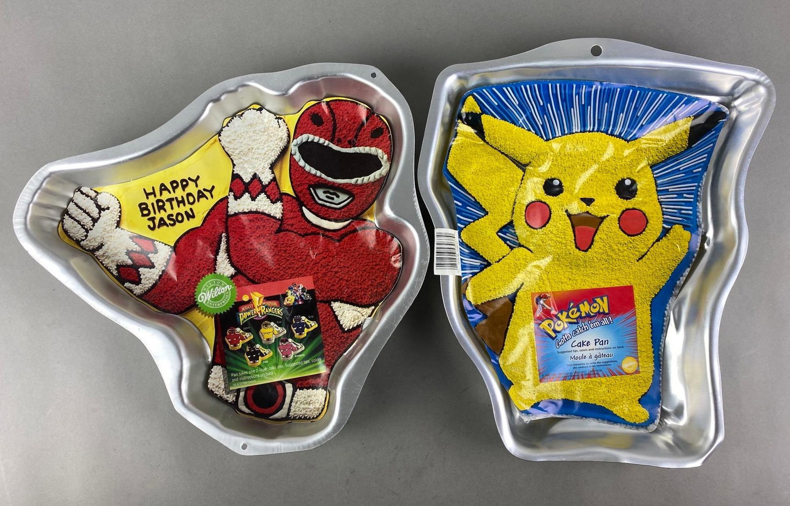 Group of 2 Pop Culture Cake Pans: Includes PokÃ©mon Pikachu and Power Ranger. Largest measures 14 x 13 1/2 x 2 inches