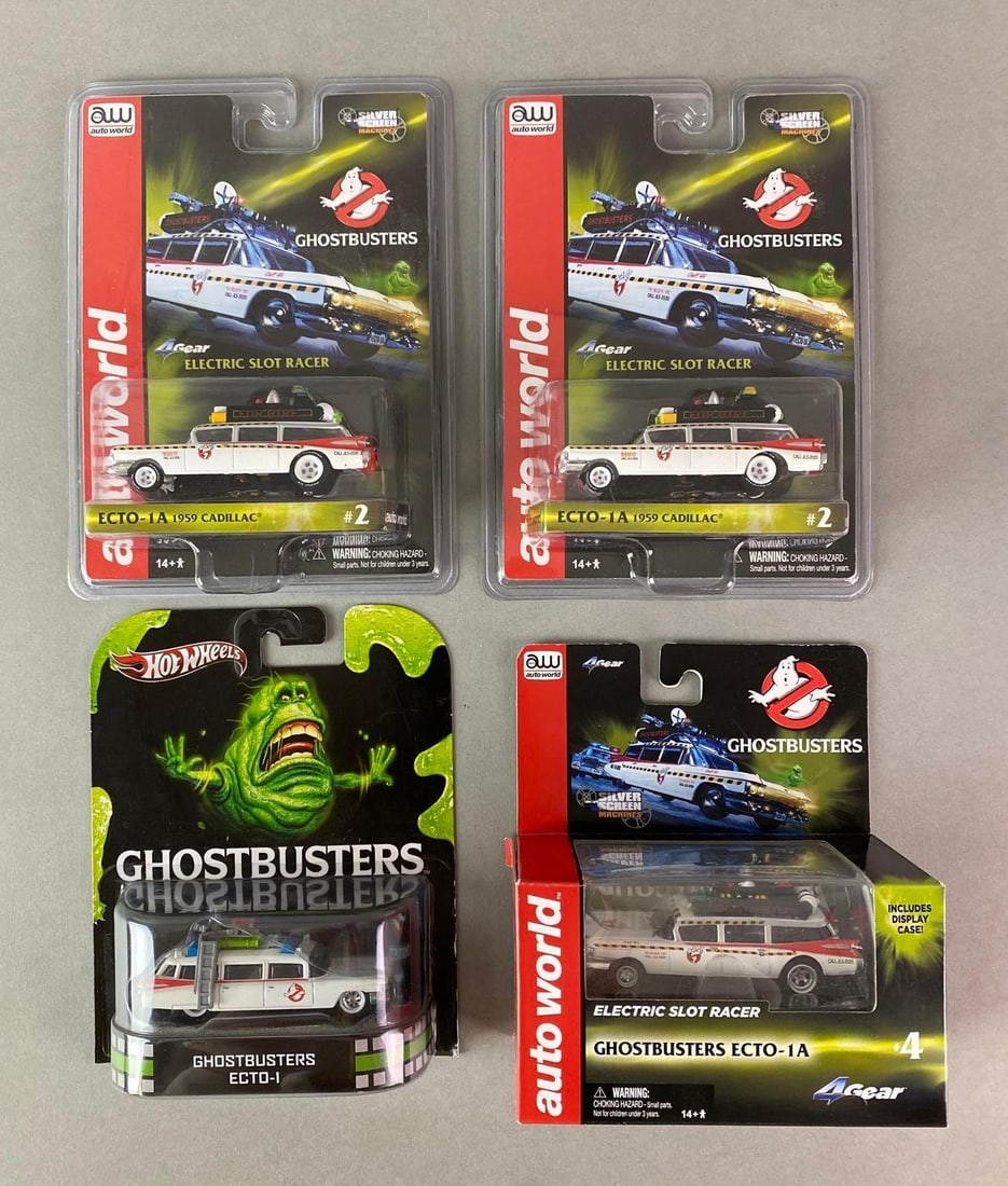 Group of 4 Auto World and Hot Wheels Die-Cast Ghostbuster Vehicles (1 of 2)
