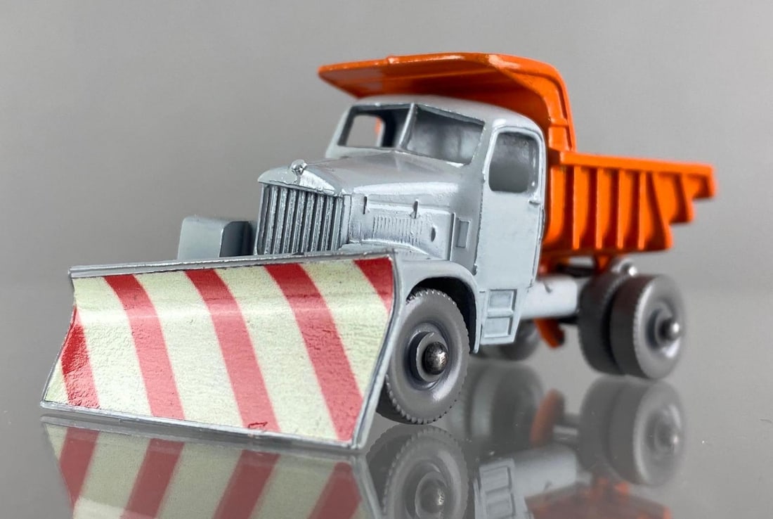 Matchbox No. 16 Snow Plough: Lesney, Made in England. Color: Orange and Grey, Grey Plastic Wheels, Die-Cast.