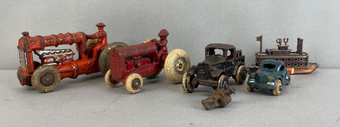 Group of 5 Vintage Cast Iron Toy Trucks and Tractors (1 of 3)