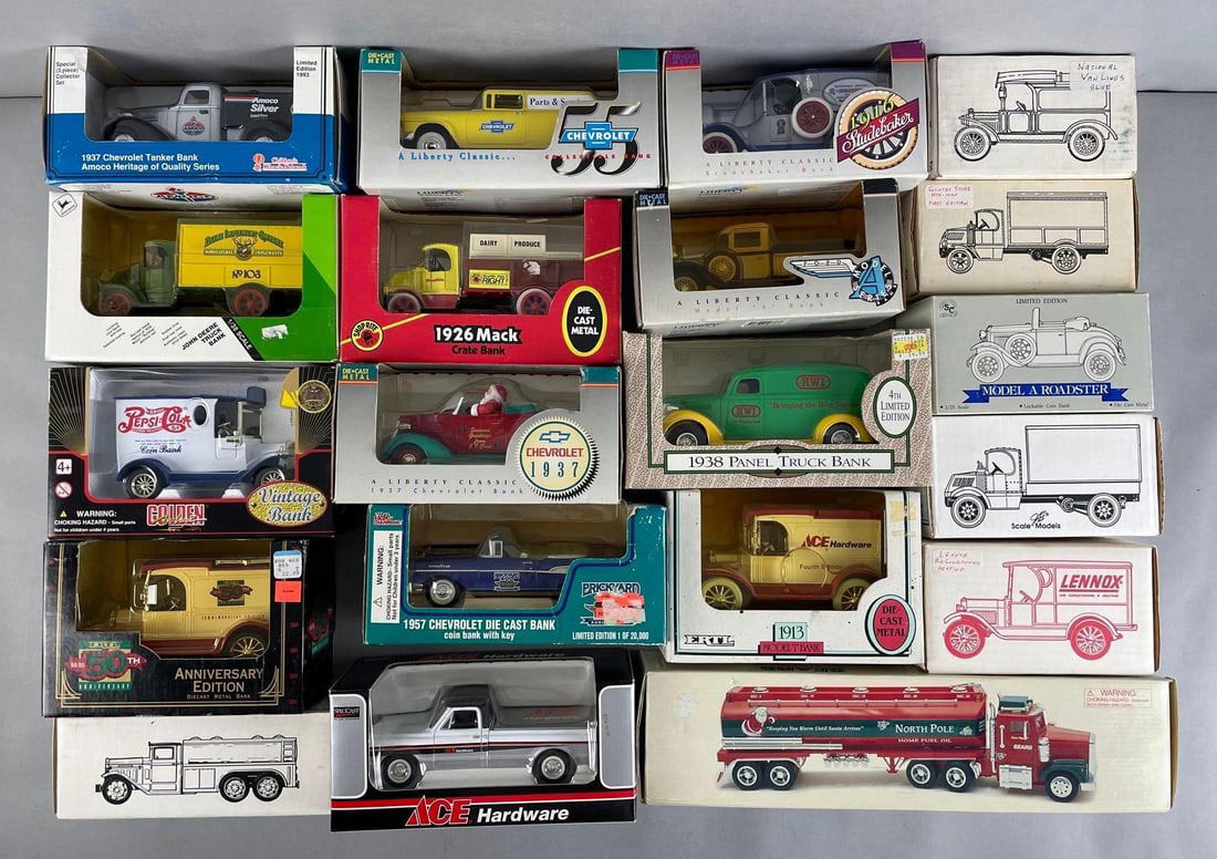 Group of 20 Diecast Metal Vehicle Banks and More (1 of 3)