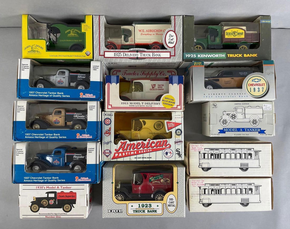 Group of 14 Diecast Metal Vehicle Banks and More (1 of 3)