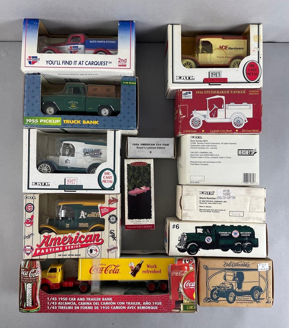 Group of 13 Ertl Diecast Metal Vehicle Banks and More (1 of 3)