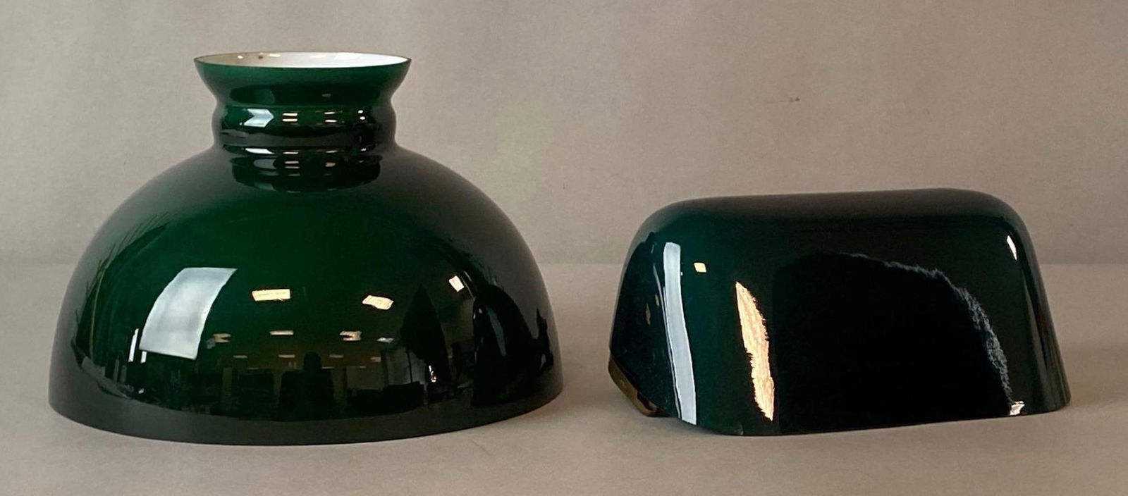 Group of 2 Green Glass Student Lamp Shades (1 of 5)
