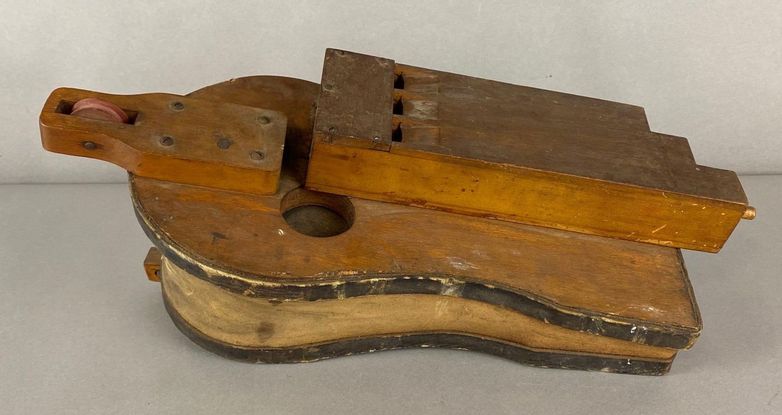 Antique Wood Player Piano Fife Piece: Marked No. 568 on top, Some moisture damage along base, Measures 19 1/2 x 8 1/2 x 8 inches.