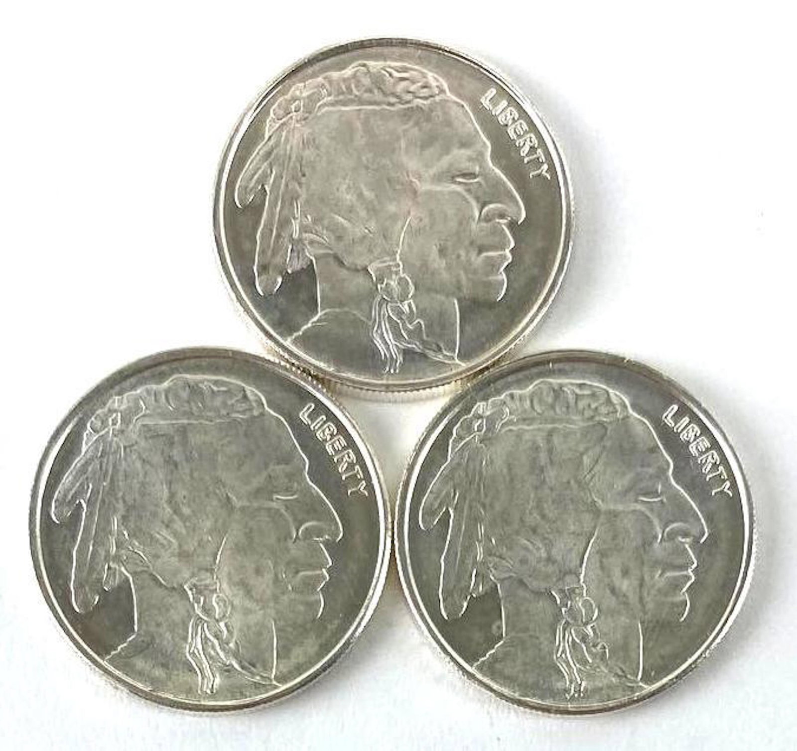 Group of (3) Buffalo Design 1/10thoz. .999 Fine Silver Rounds: Group of (3) Buffalo Design 1/10thoz. .999 Fine Silver Rounds
