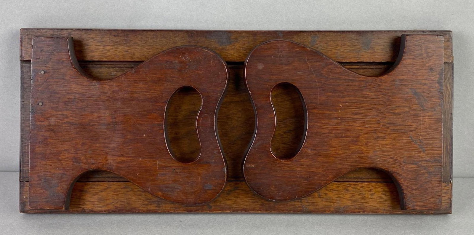 Vintage Walnut Bookends: Condition consistent with age, measures 13 x 5 1/2 x 1 inches folded