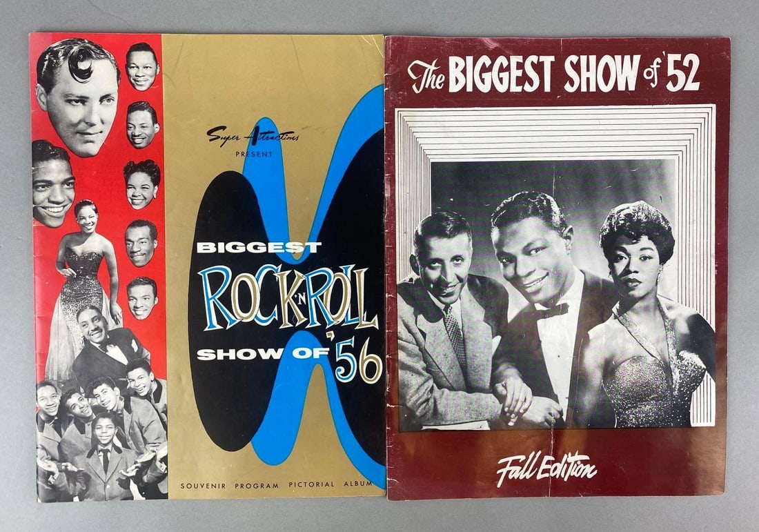 Group of 2 Black Entertainment/ Early Rock Programs: Includes Super Attractions Biggest Rock n Roll Show of 1956 and The Biggest Show of 1952 Fall Edition. Largest measures 9 x 12 1/4 inches