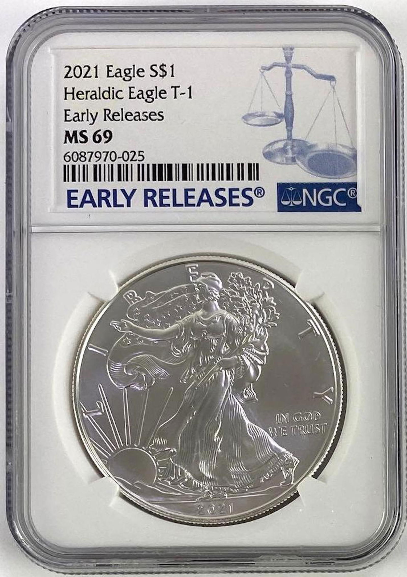 2021 Heraldic Silver Eagle Type 1 Early Releases (NGC) MS69 (1 of 2)