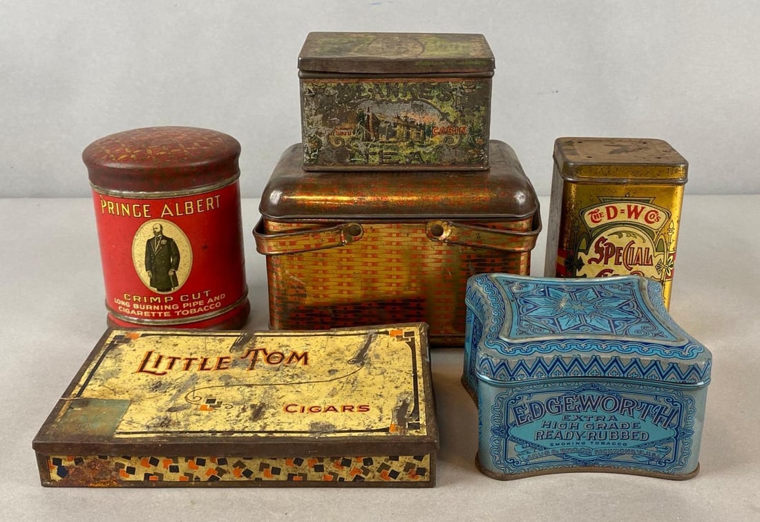 Group of 6 Vintage Tobacco and More Metal Advertising Tins (1 of 3)