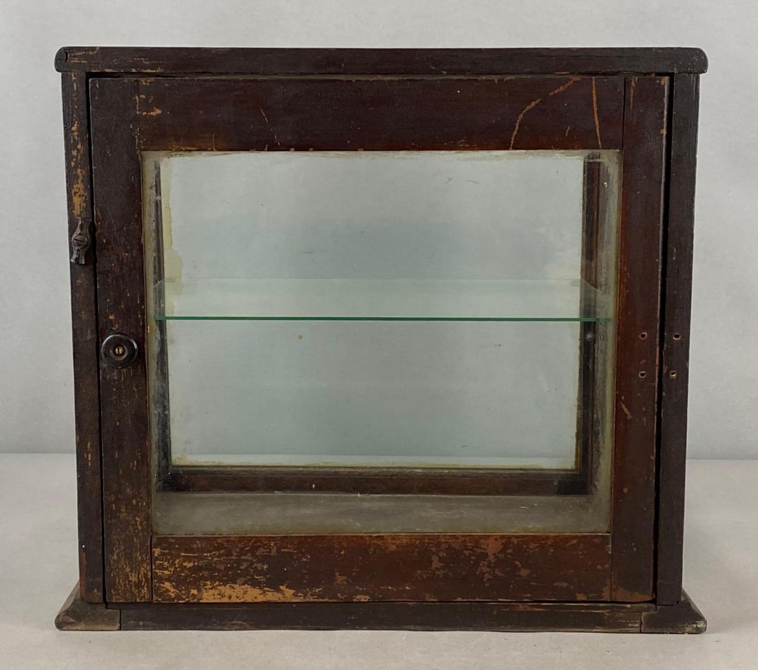 Antique Wood and Glass Tabletop Showcase Cabinet (1 of 6)