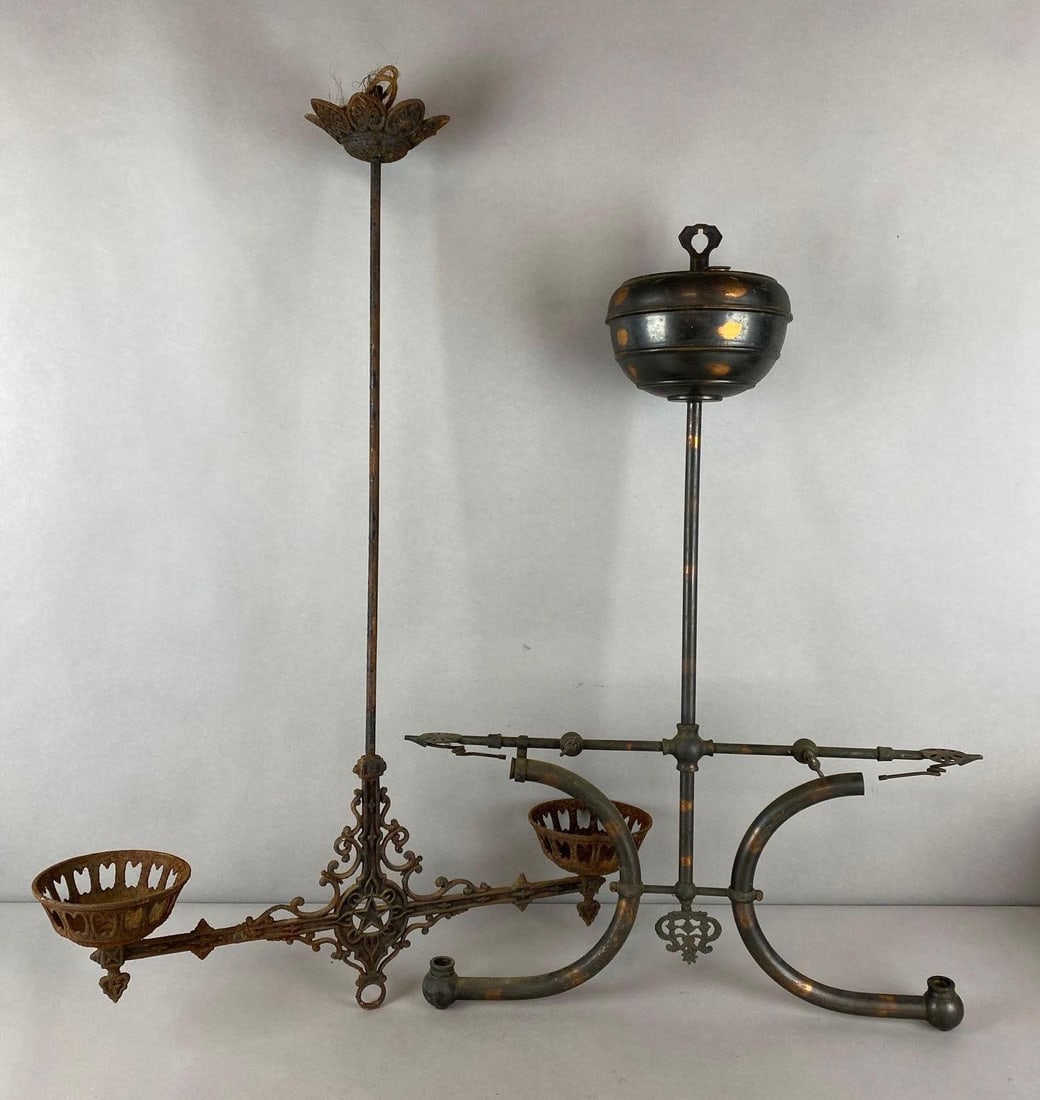 Group of 2 Antique Cast Metal Light Fixtures (1 of 5)