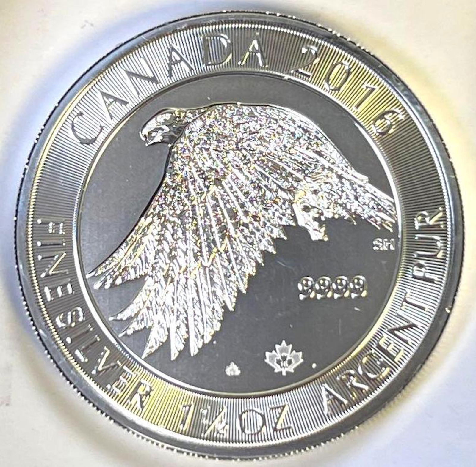 2016 $8 1.5 oz Canada Silver White Falcon Round .9999 Fine (1 of 2)