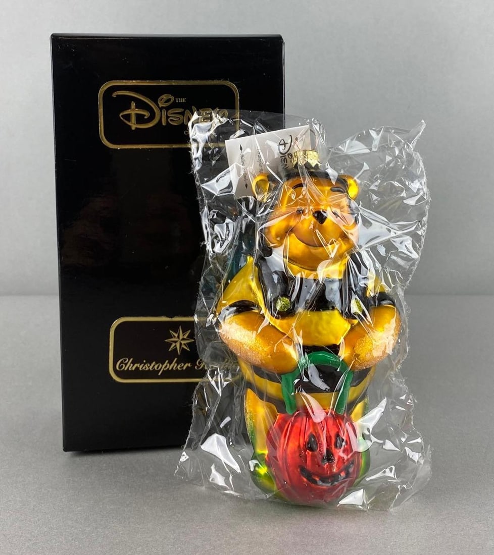 The Disney Catalog Christopher Radko Winnie the Pooh Blown Glass Ornament: measures 6 X 3 1/4 X 2 1/2 inches, with original box