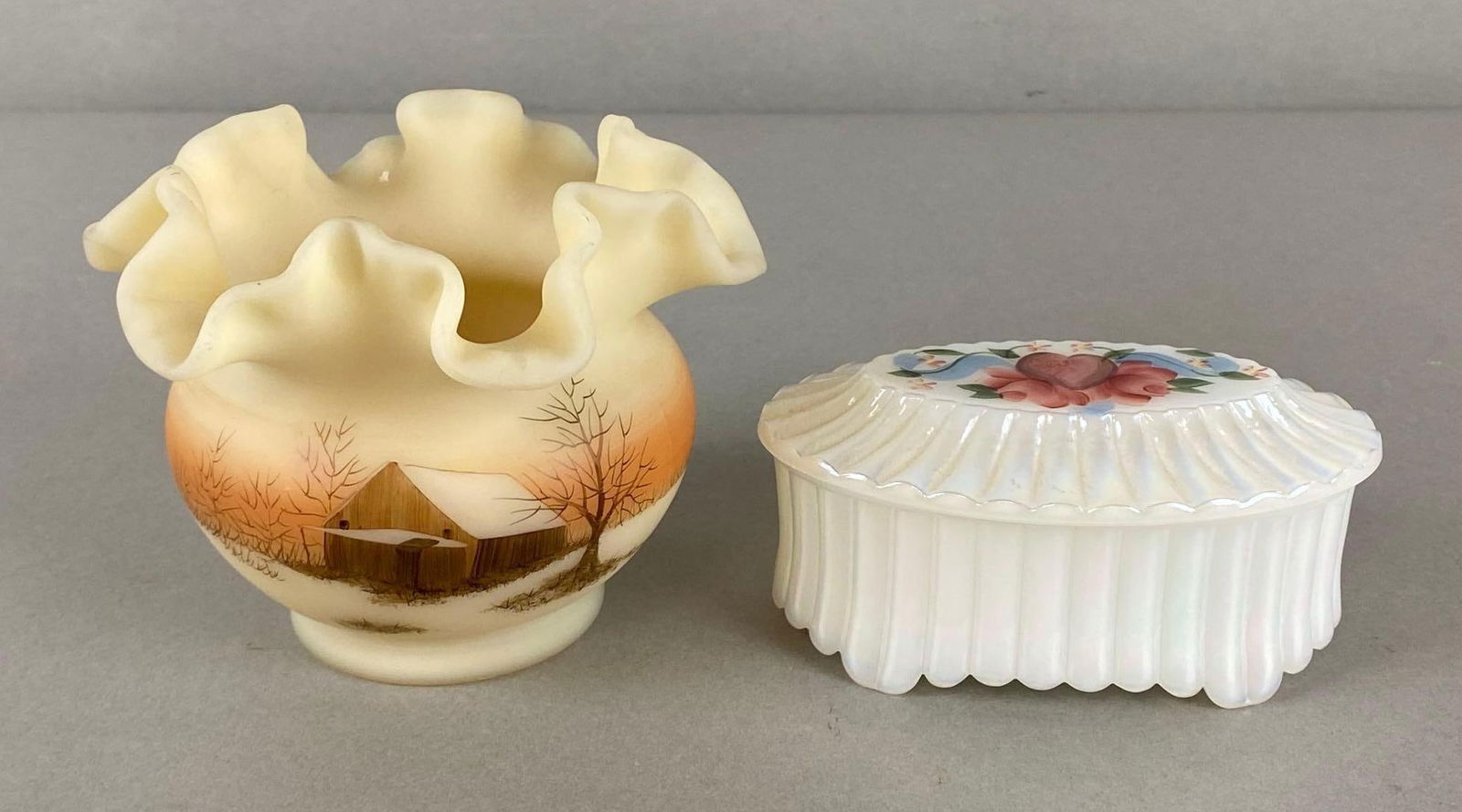 Group of 2 Hand-Painted Fenton Glass Items (1 of 5)