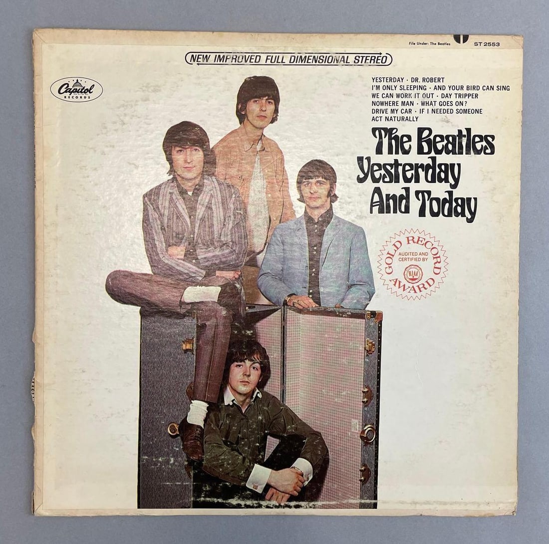Vintage The Beatles Yesterday and Today Vinyl Record: Sticker cover, clean vinyl
