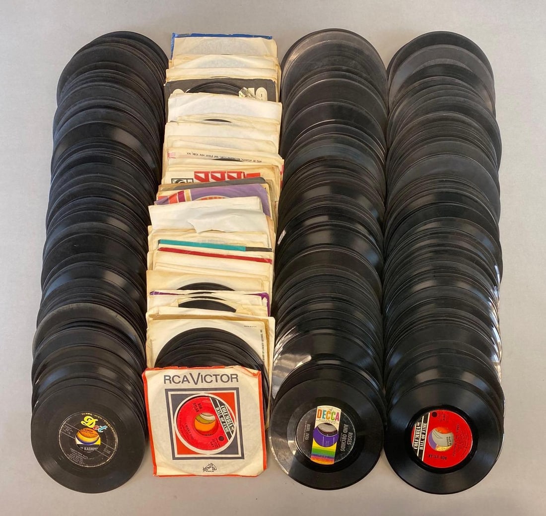 Group of 350+ Vintage 45 RPM Vinyl Records: Includes Lesley Gore, Bob Dylan, Nancy Sinatra, Elton John, Micheal Jackson, Rod Stewart, The Animals, Doris Day, Marvin Gaye, and more