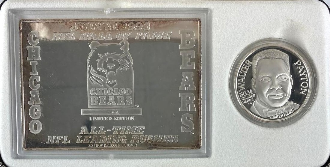 1993 Limited Edition Commemorative Walter Payton Chicago Bears Silver Set (1 of 4)