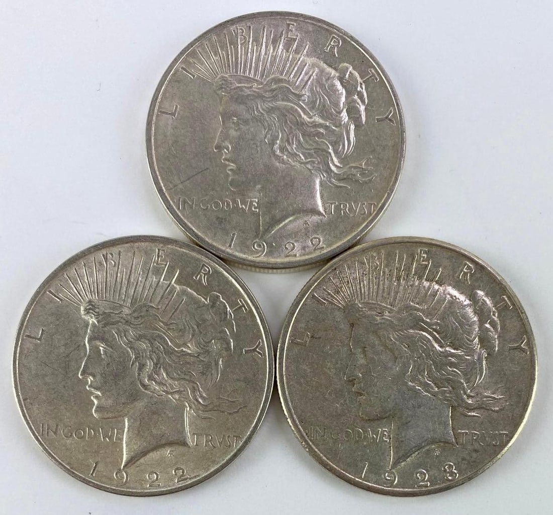 Group of (3) 1922-23 Peace Silver Dollars (1 of 2)