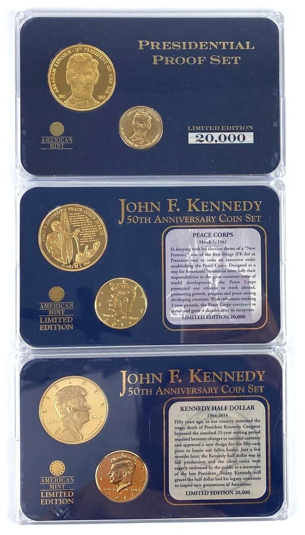 Group of (3) American Mint Presidential Anniversary Proof Coin Sets (1 of 2)