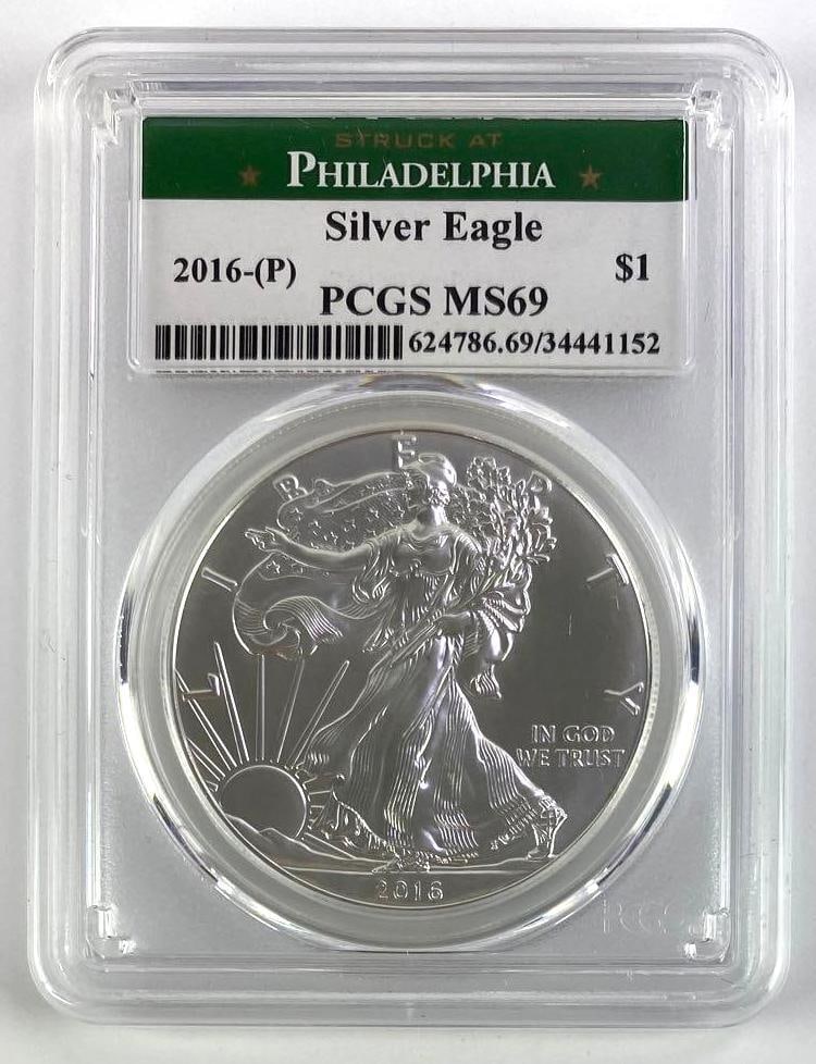 Struck at Philadelphia 2016 American Silver Eagle (PCGS) MS69 (1 of 2)