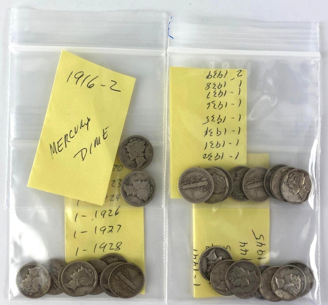 Group of (25+) 1916-45 Mercury Silver Dimes (1 of 1)