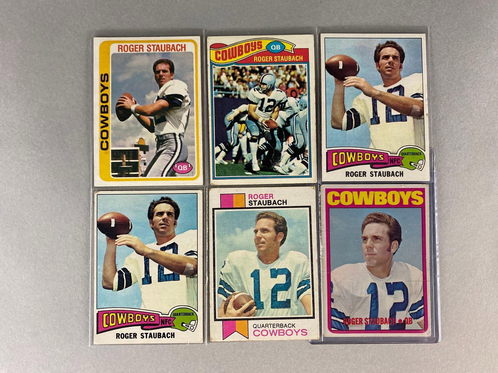 6 - 1970s Topps Roger Staubach Cards with Rookie (1 of 2)