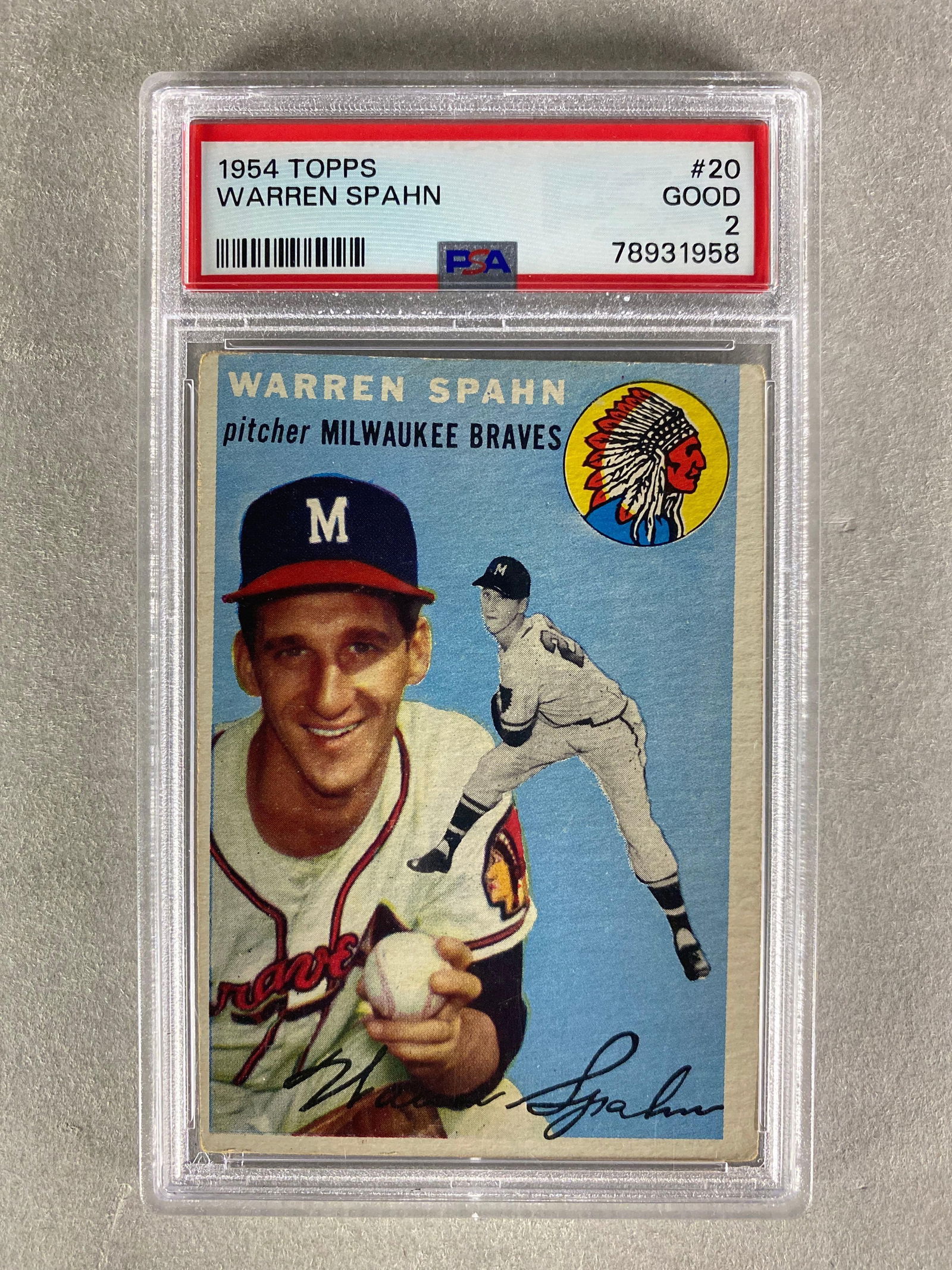 1954 Topps Warren Spahn #20 PSA 2 (1 of 2)