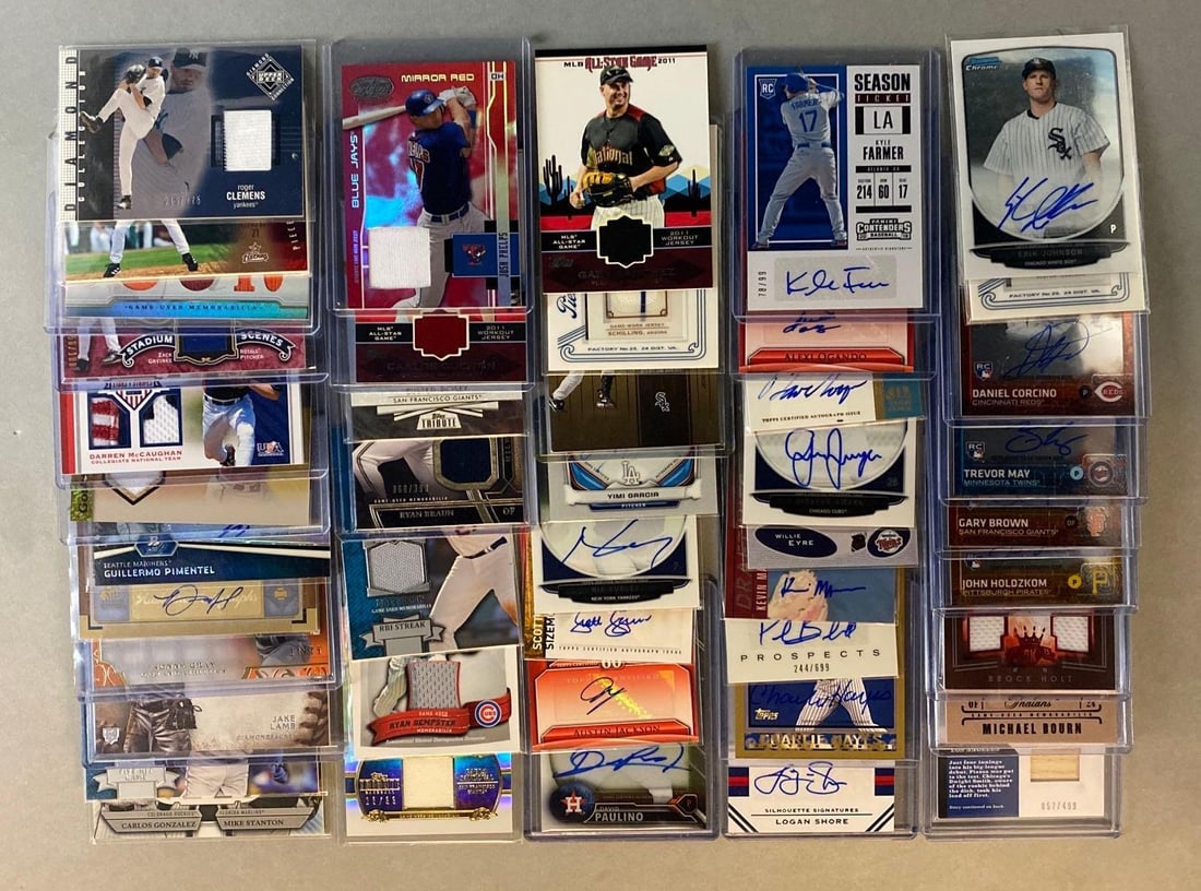 45 - Assorted Baseball Jersey, Autograph, and Numbered Cards with HOFs, Stars and Rookies (1 of 2)
