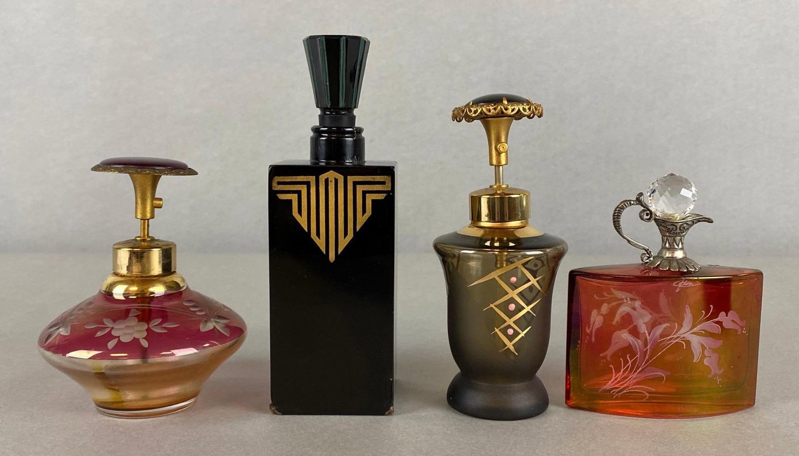 Group of 4 Art Nouveau Glass Perfume Bottles (1 of 6)
