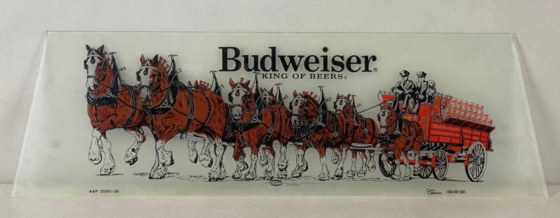 Budweiser Clydesdales Glass Advertising Pool Table Light Glass Panels: From Glass Creations A&amp; P 2085 - 36. Measures 8 1/2 x 27 1/4 inches.