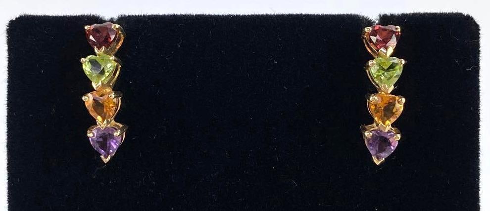 Pair of 2 10K Gold Gemstone Earrings (1 of 4)