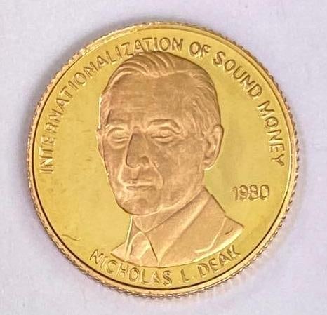 RARE Gold Standard $5 1980 Nicholas L. Deak 1/20th oz. Pure Gold Round (1 of 2)