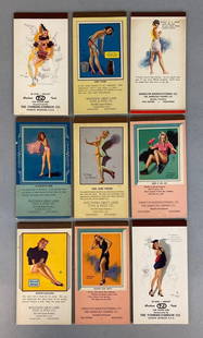 Group of 9 Vintage Pin-Up Advertising Notepads: All from Milwaukee or Two Rivers Wisconsin, Includes the Tompkins-Johnson Co, Hamilton Manufacturing Co, Coal and Dock Co, and more, All measure 6 1/4 x 3 1/2 inches.