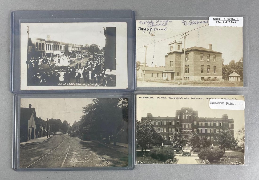 Postcards 11 Real Photo Illinois Towns (1 of 3)