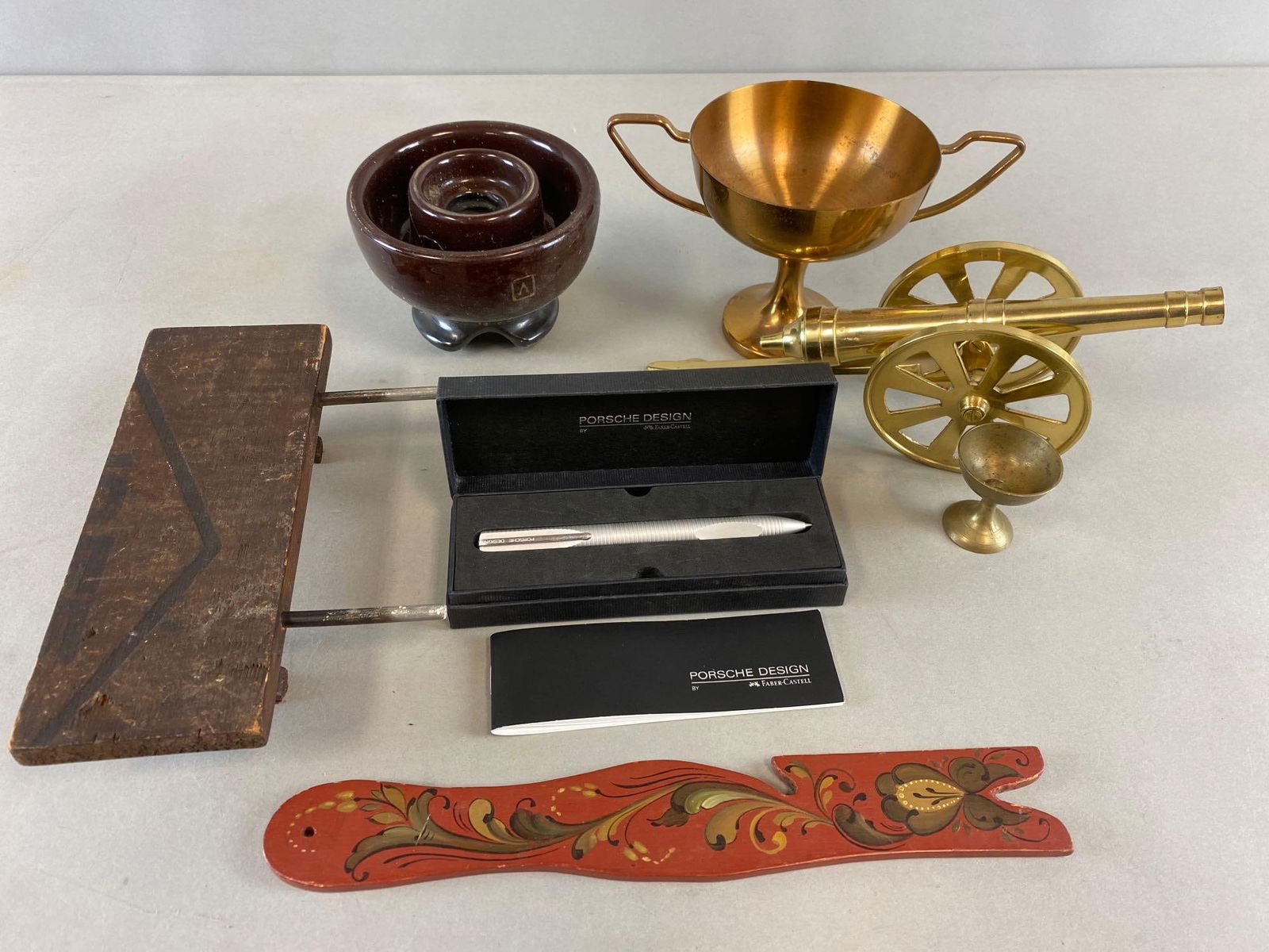 Porsche Design Titanium Finish Pencil and More: Pencil is P3120. Other items mixed condition. Pencil case measures 2 1/4 x 7 x 1 1/4 inches.