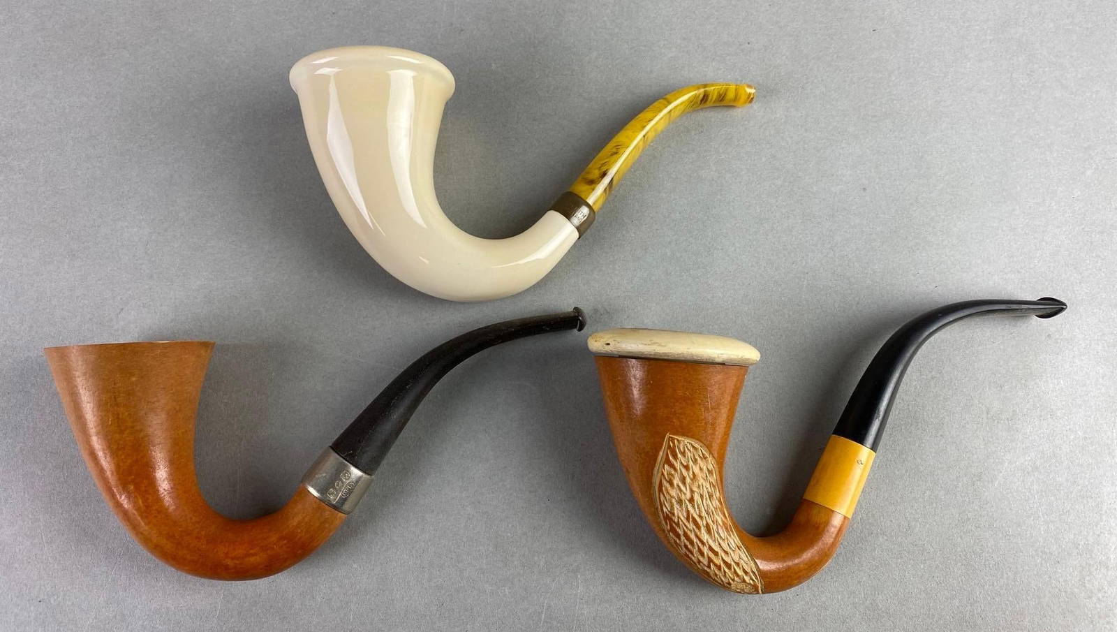 Group Of 3 Vintage Tobacco Pipes Auction