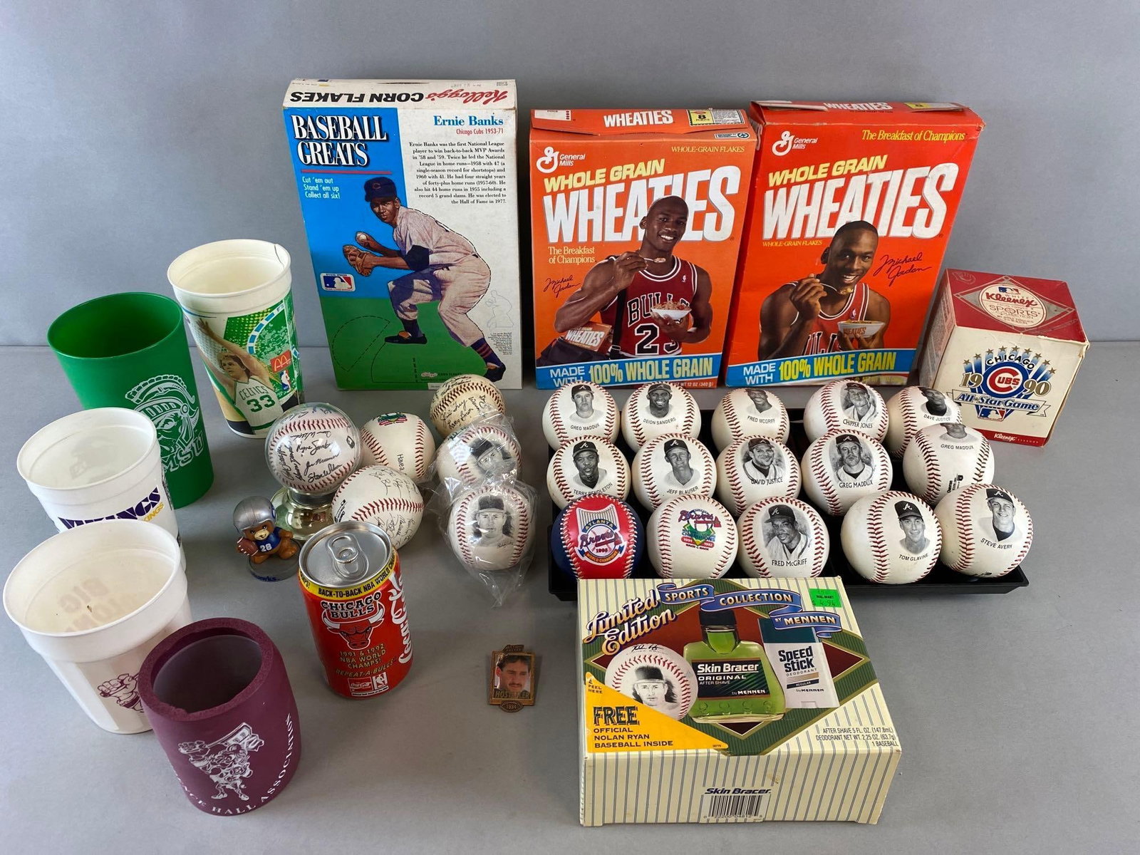 Michael Jordan Wheaties Boxes Baseballs and Other Sports Related Items: Baseball all with facsimile signatures. Most items 1990s